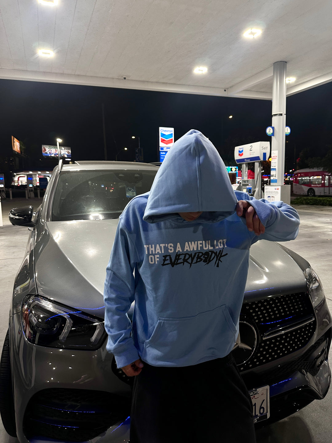 AWFUL EVERYBODYK HOODIE BLUE