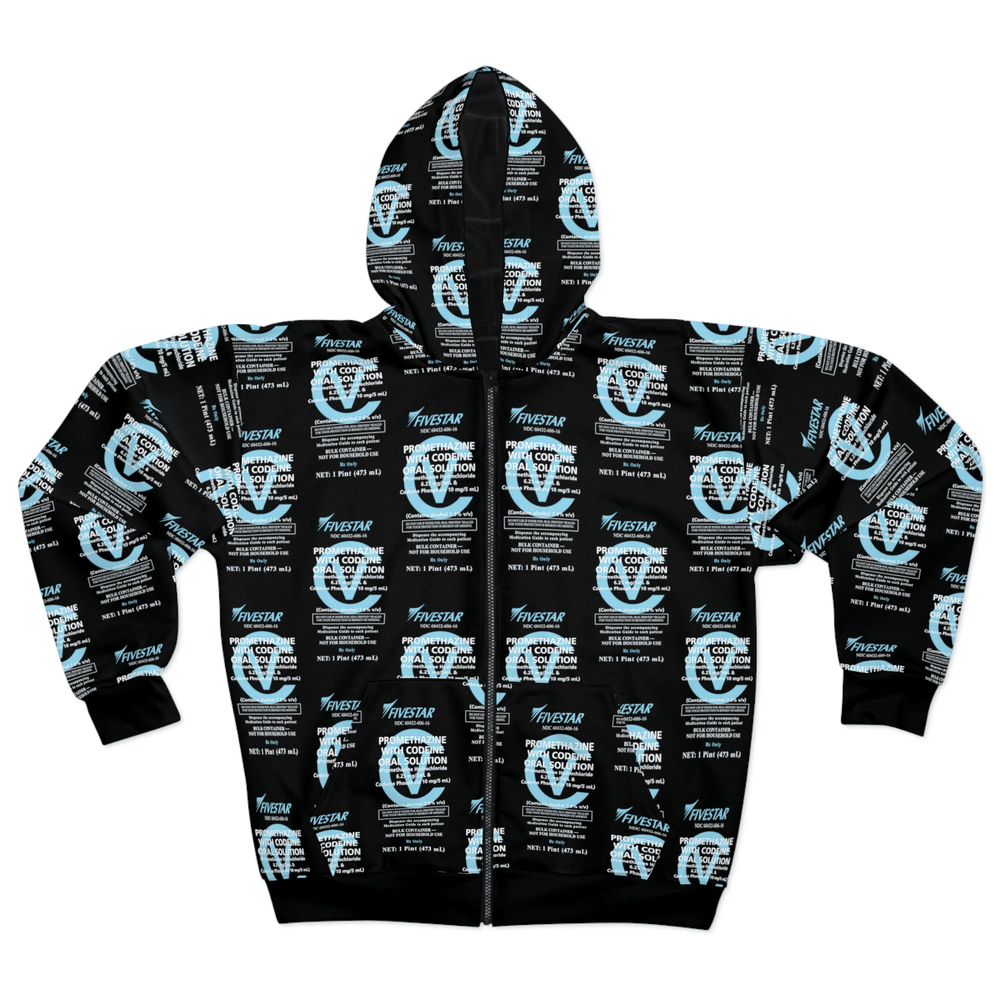 Oversized FIVESTAR WOCK Full Zip Hoodie handmade in LA with heavyweight cotton and high-quality screen print graphics.